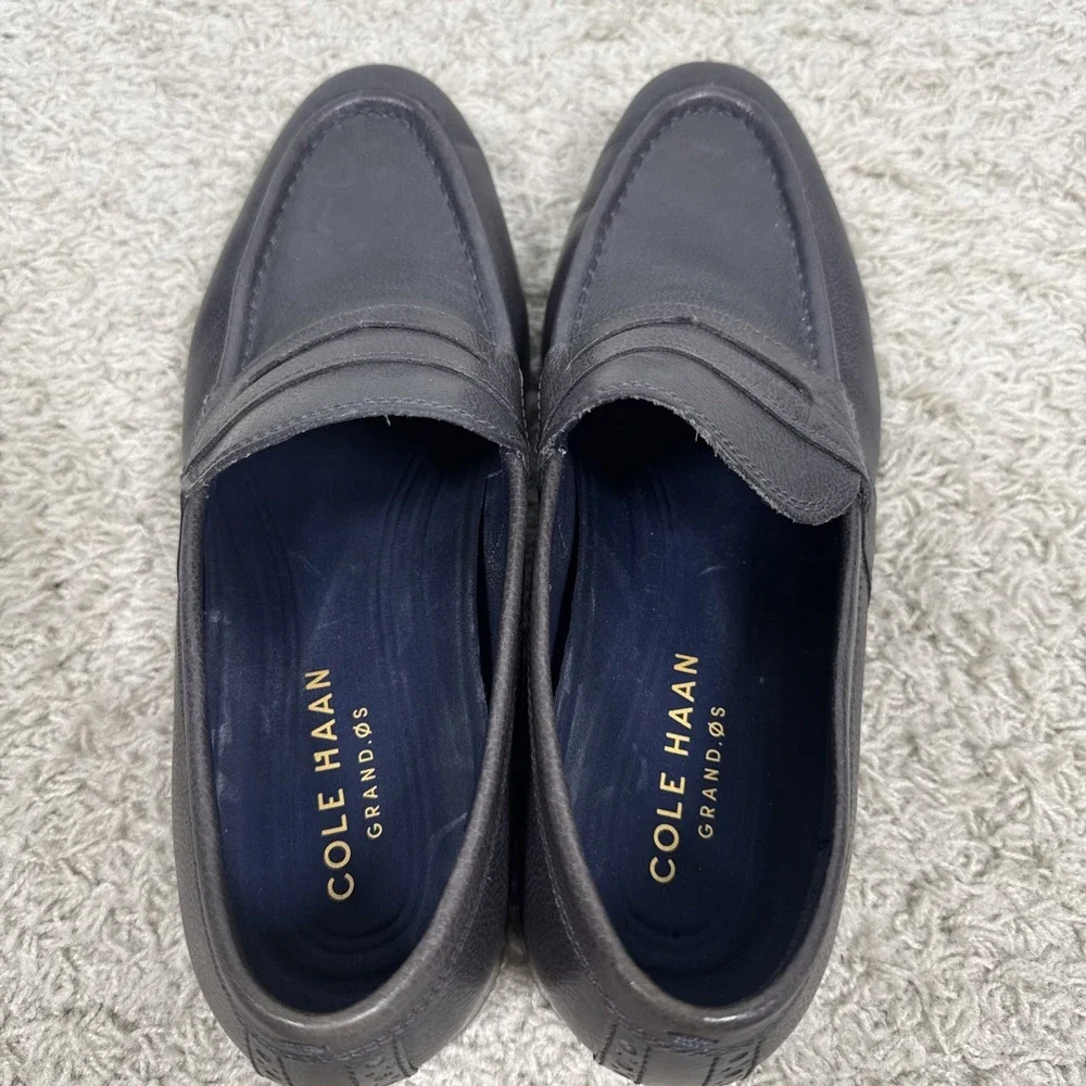 Cole Haan Jefferson Grand Gray Leather Slip On Penny Loafers Men's 8M Career